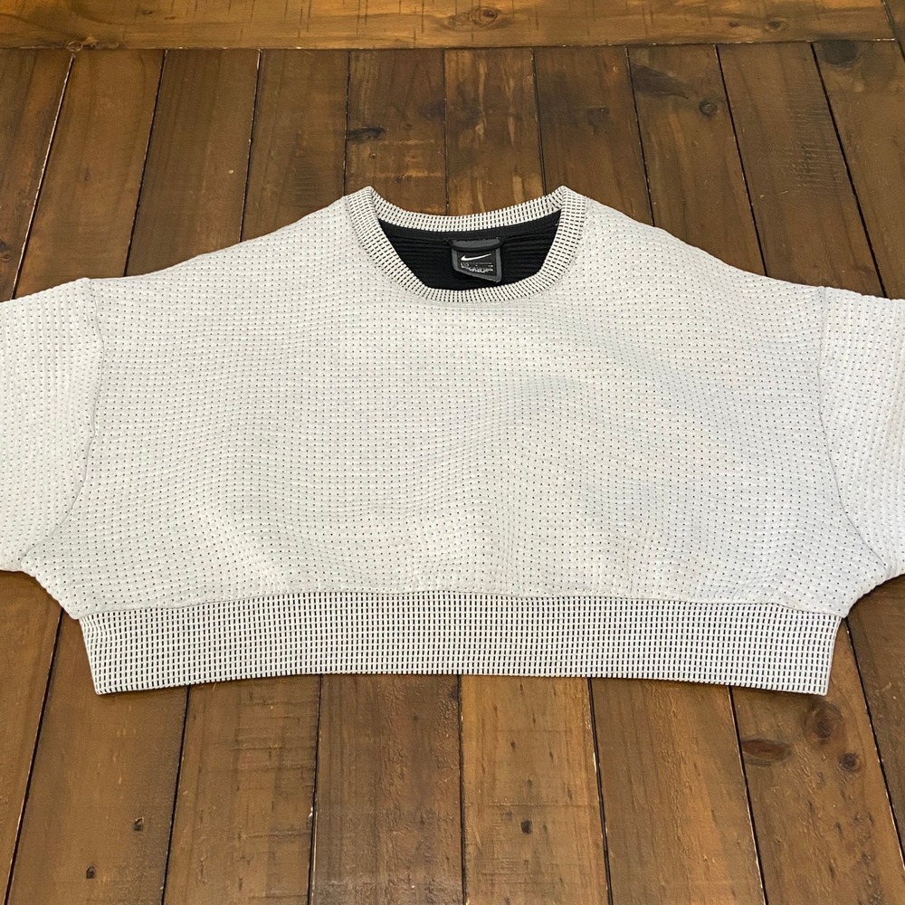 Nike Tech Pack Mesh Cropped Sweatshirt Womens Small White Boxy Pullover AT4451